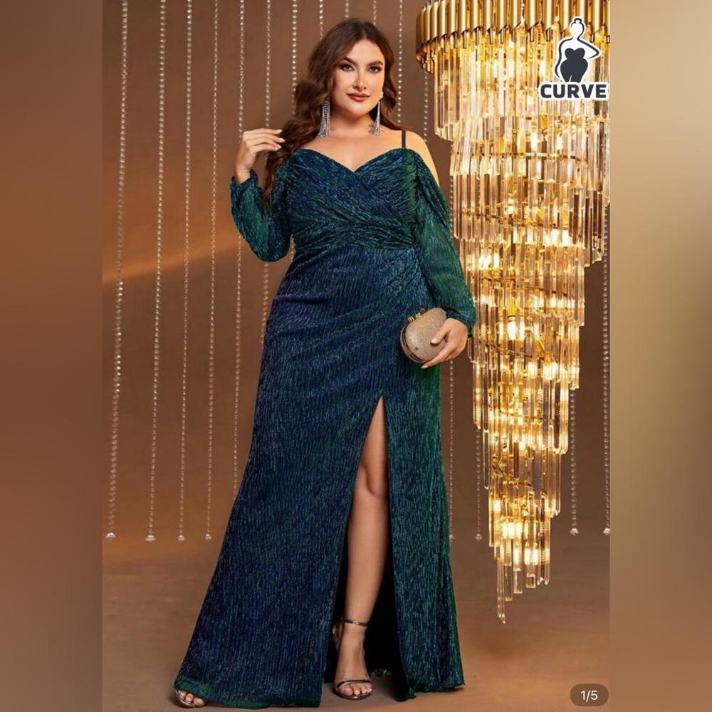 SHEIN Dark Green Long Sleeve Dress